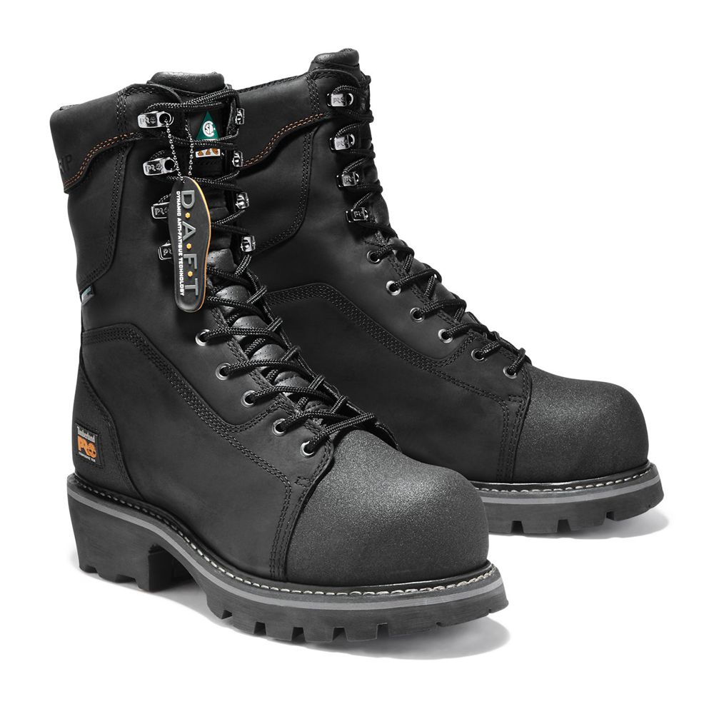 Timberland Mens Pro Boots Rip Saw 9\" Comp Toe Logger - Black - India CJ8765390